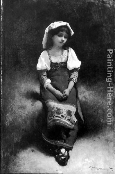 Girl Sitting painting - Leon Bonnat Girl Sitting art painting